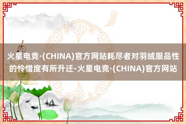 火星电竞·(CHINA)官方网站耗尽者对羽绒服品性的怜惜度有