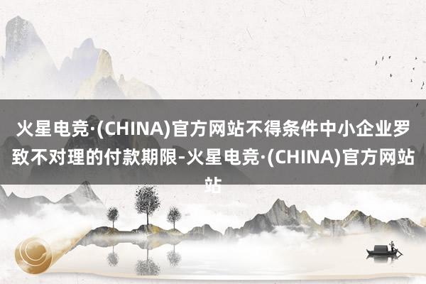 火星电竞·(CHINA)官方网站不得条件中小企业罗致不对理的